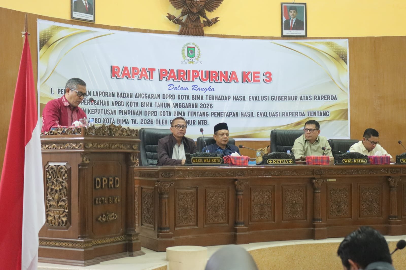 Wakil Wali Kota Bima Hadiri Paripurna Hasil Evaluasi Perubahan APBD 2026